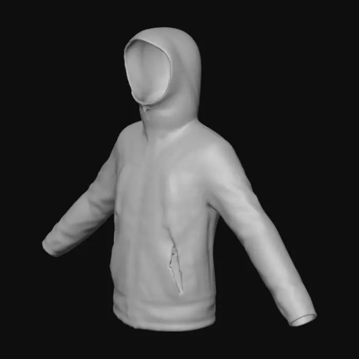 3D model for Genera un giubbotto chiuso come se foss di marca della napapihri ma fare con fantasia scura ma le braccia devono essere aperte a T