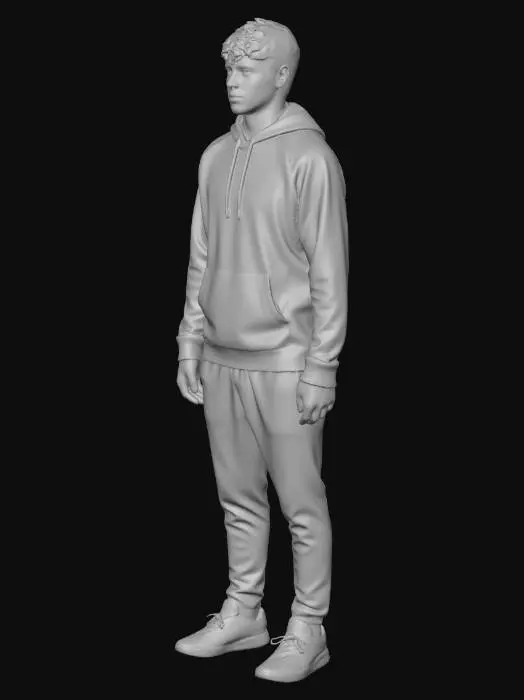 3D model for Youth Athlete in Gray and Black Hoodie