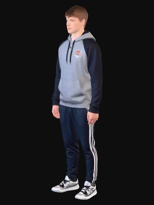 3D model for Youth Athlete in Gray and Black Hoodie