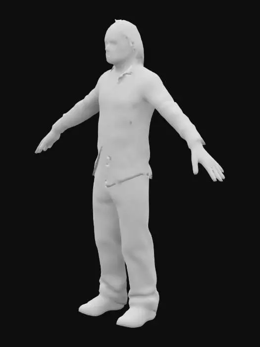 3D model for a rumpled middle-aged junky in a dirty shirt, A-pose, Full Body, Ultra Realistic