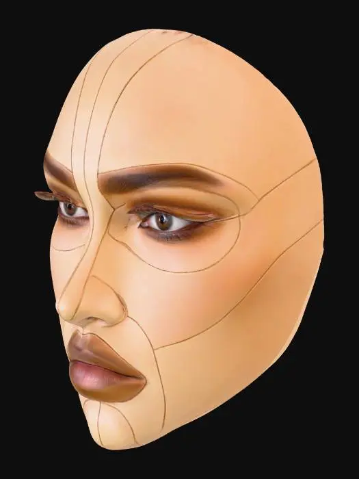 3D model for Quiero una plantilla con la cara de la foto que me sirva para texturizar un modelo 3d con una plantilla como la que se usa para el programa sims4estudio