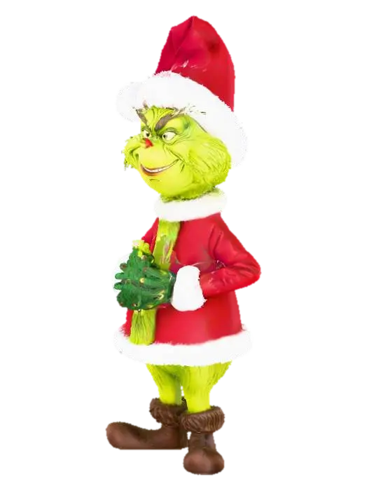 Modello 3D The Grinch Christmas Ornament in a santa suit and hat, generato dall’IA