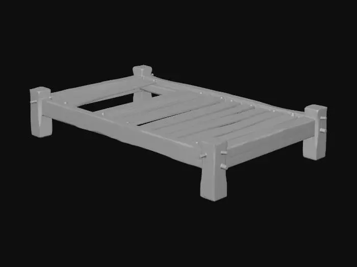 3D model for Weathered wooden bed frame