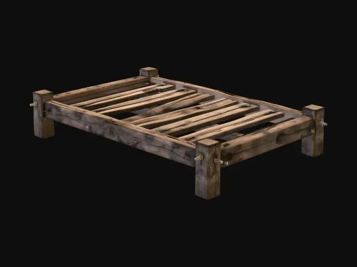 3D model for Weathered Wooden Bed Frame