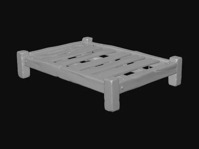 3D model for Weathered Wooden Bed Frame 2