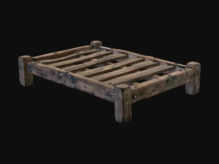 3D model for Weathered Wooden Bed Frame 2