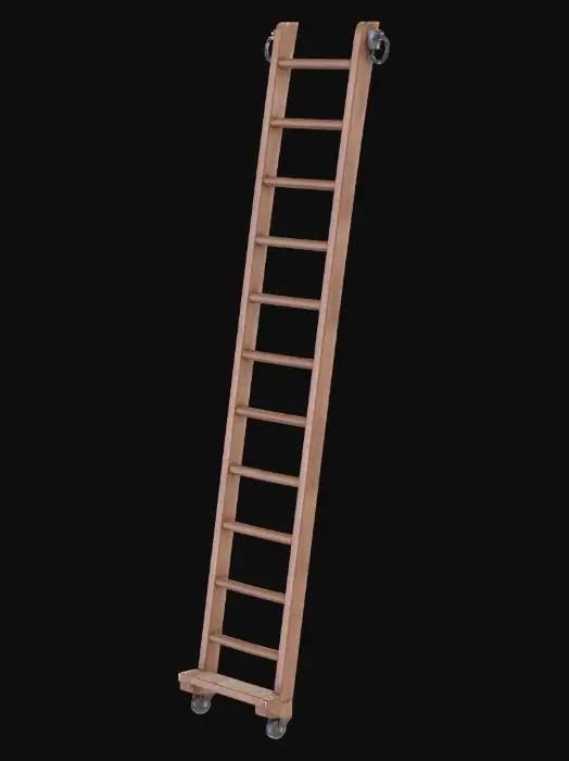 3D model for Wooden Rolling Ladder