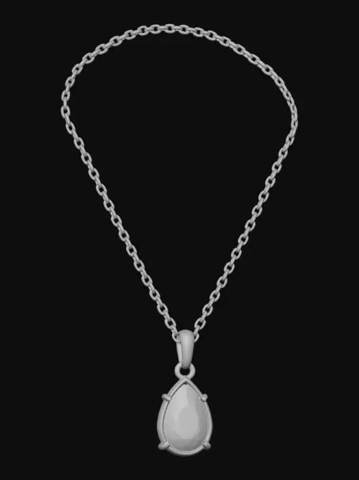 3D model for Aquamarine Teardrop Necklace