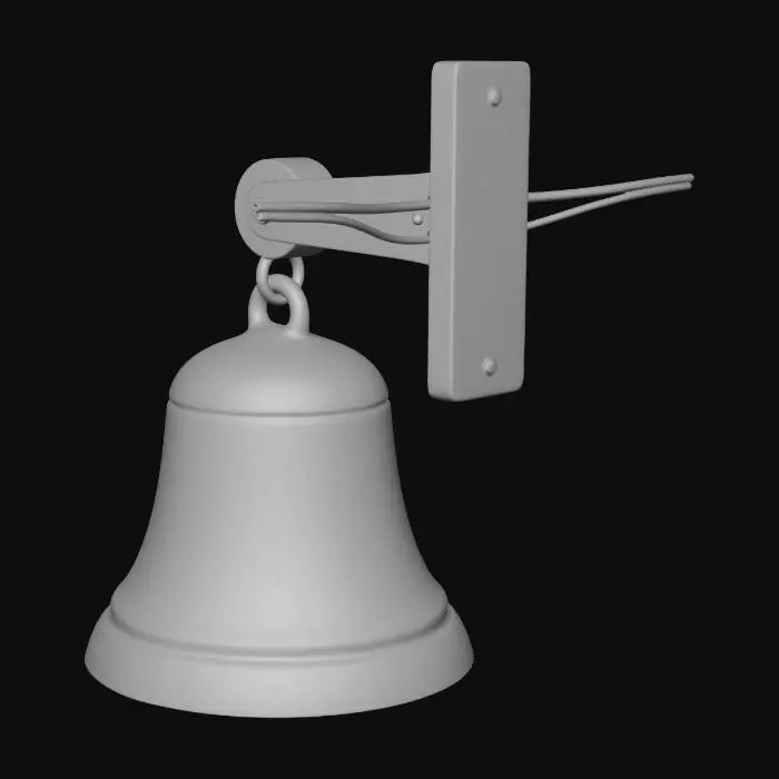 3D model for Brass Bell on a Stone Wall