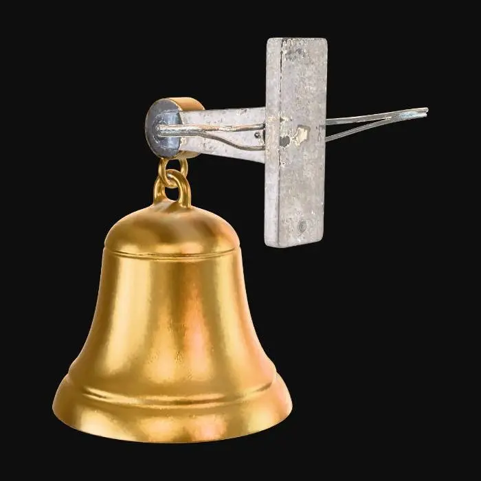 3D model for Brass Bell on a Stone Wall