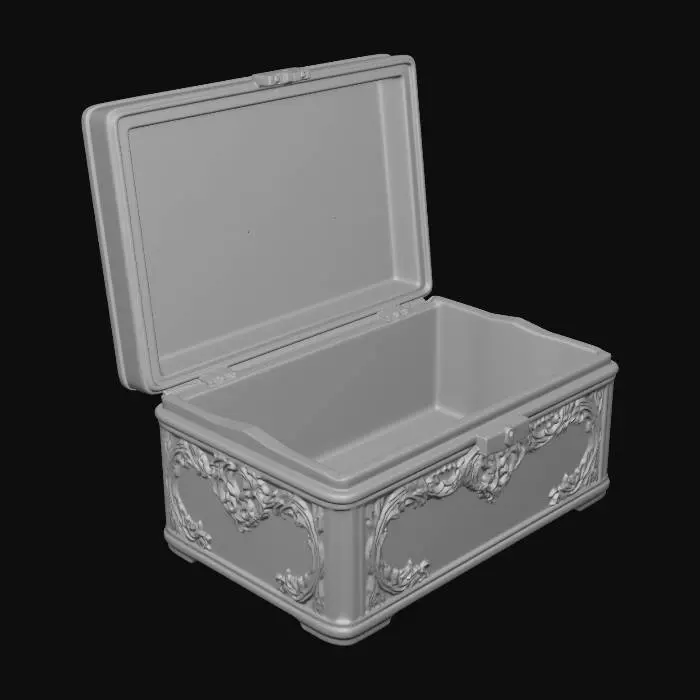 3D model for Ornate antique jewelry box open
