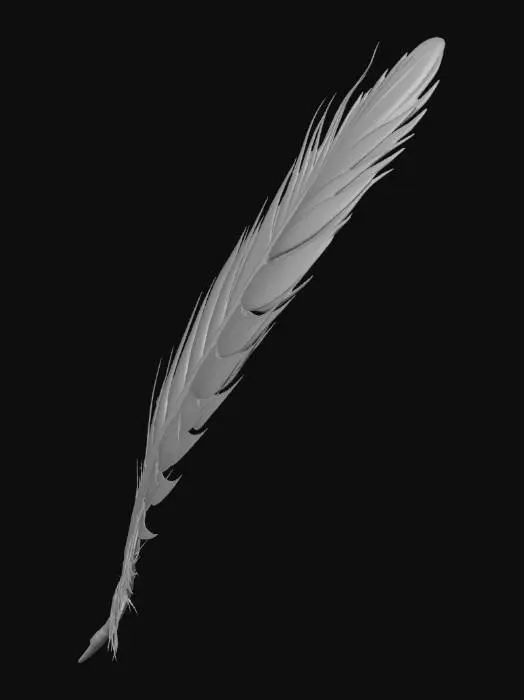 3D model for A single magical floating blue and gold feather, glowing with speed aura, low poly stylized. Alternately a winged boot with trail. Vivid cyan and bright yellow colors, representing haste and boost. Fantasy RPG speed item, no background