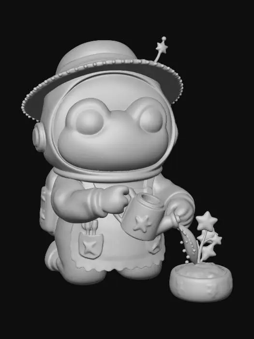 3D model for Astronaut Frog Watering Stars