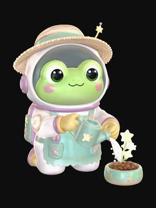 3D model for Astronaut Frog Watering Stars