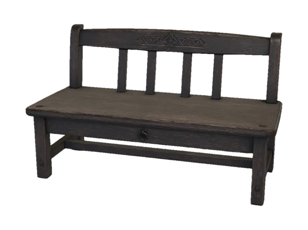 Modelo 3D de Carved Rustic Bench with Drawer, gerado por IA