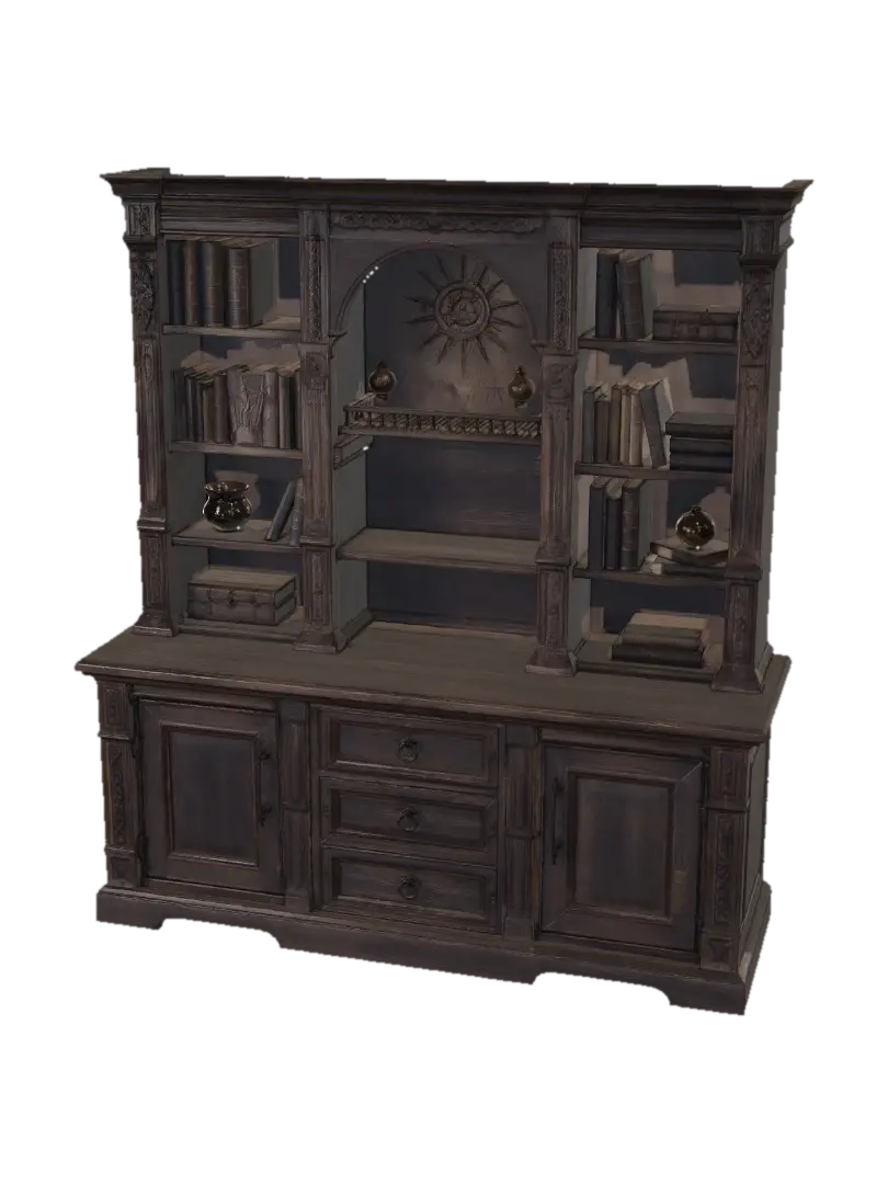 Modelo 3D de Antique Oak Library Cabinet - Carved, gerado por IA