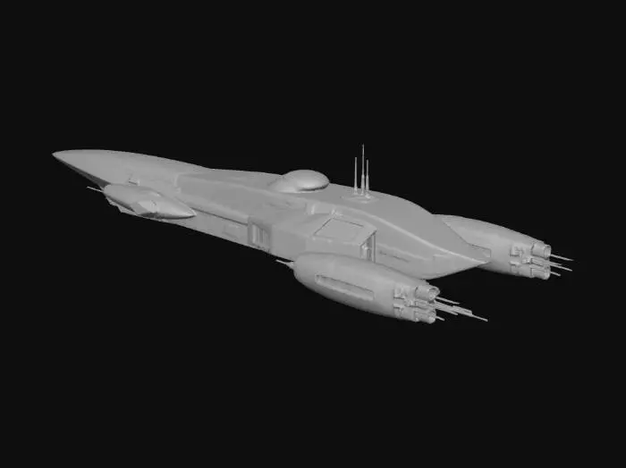 3D model for M-310A Heavy Cruiser, 90s Anime, cel-shaded