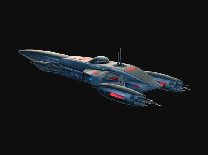 3D model for M-310A Heavy Cruiser, 90s Anime, cel-shaded