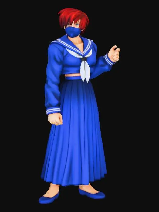 3D model for Masked Warrior in Blue