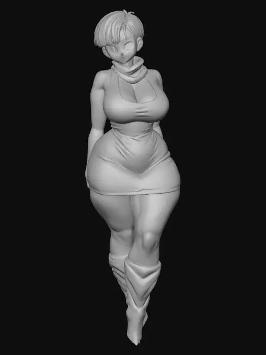 3D model for Winking Blue-Haired Character