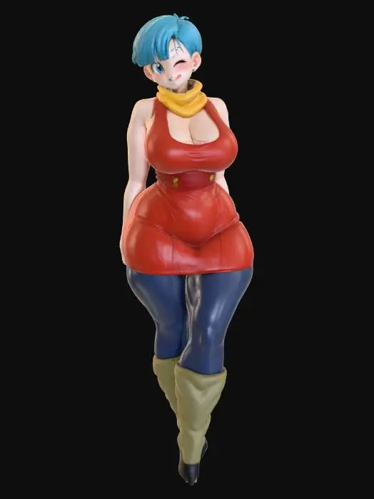 3D model for Winking Blue-Haired Character