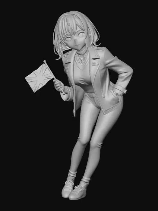 3D model for British Spirit Anime Girl