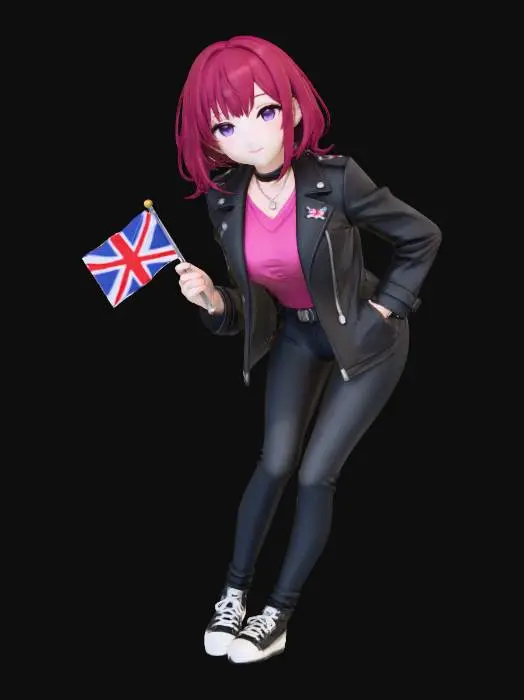 3D model for British Spirit Anime Girl