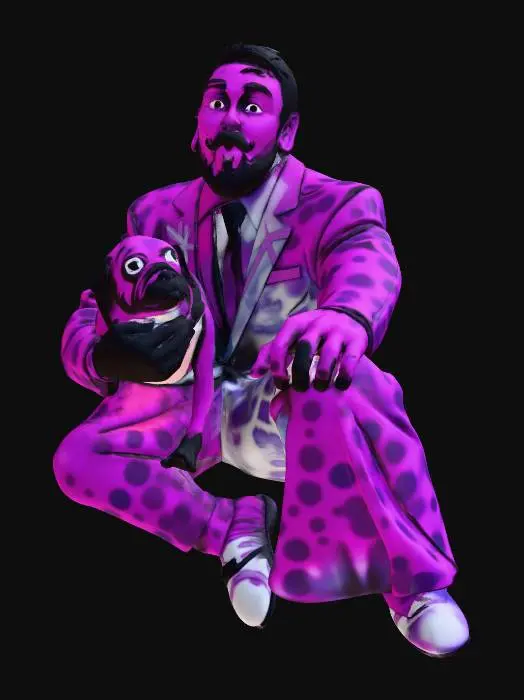 3D model for Man and Pug in Neon Light