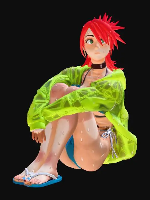 3D model for Rainy Day Relaxation girl