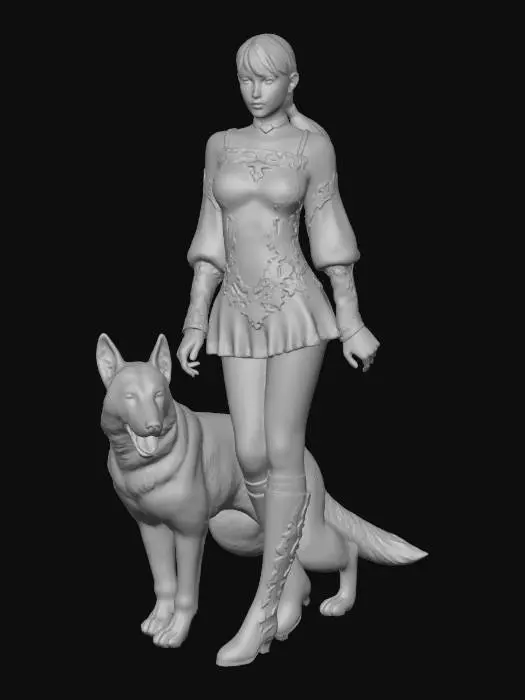 3D model for Woman and Dog Companion