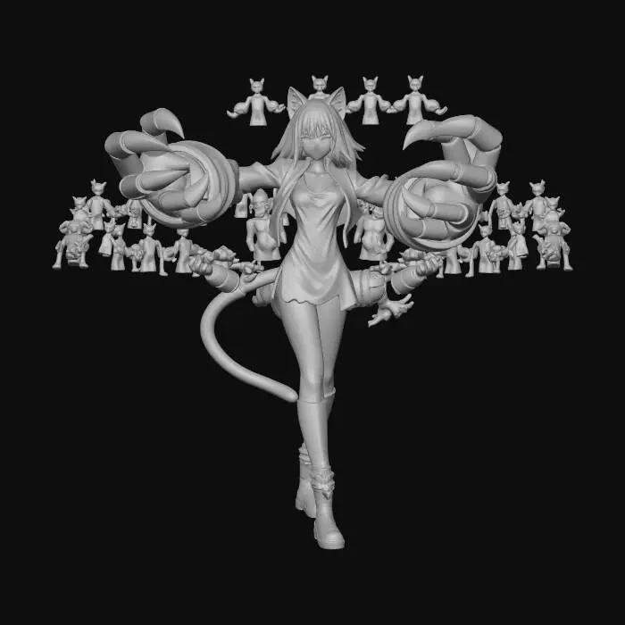 3D model for Shadowy Cat Warrior