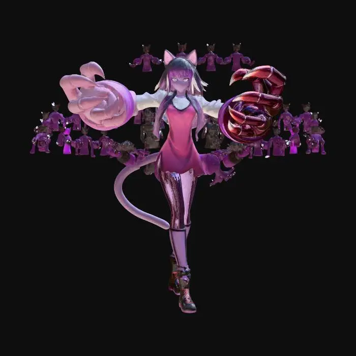 3D model for Shadowy Cat Warrior