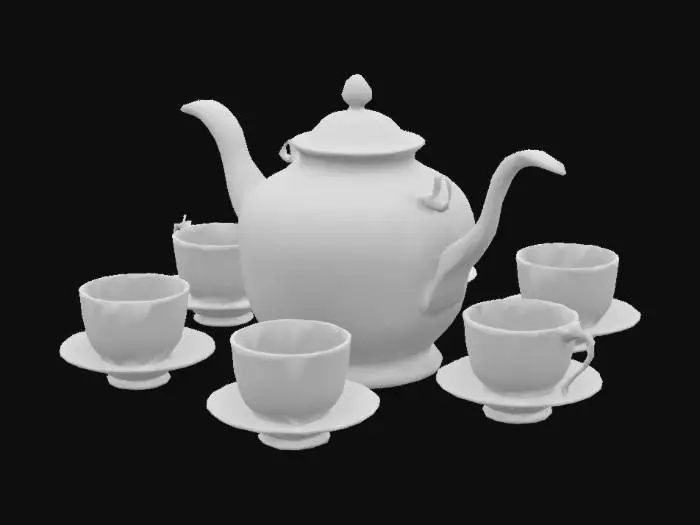 3D model for Tea set porcelain japan gold high textured 4K, #AroundTheWorld#