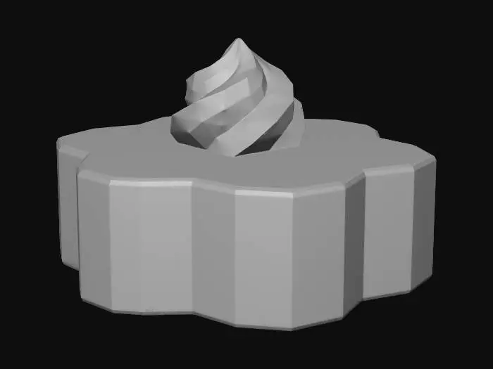 3D model for Chocolate flower pastry with whipped cream