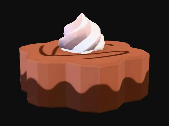 3D model for Chocolate flower pastry with whipped cream