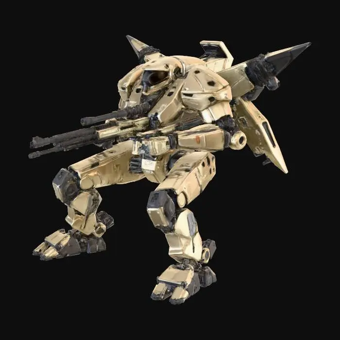 3D model for exoskeleton war machine with heavy armor plating missile shoulder blaster laser rifle  canopy for pilot rockets for propulsion and flight