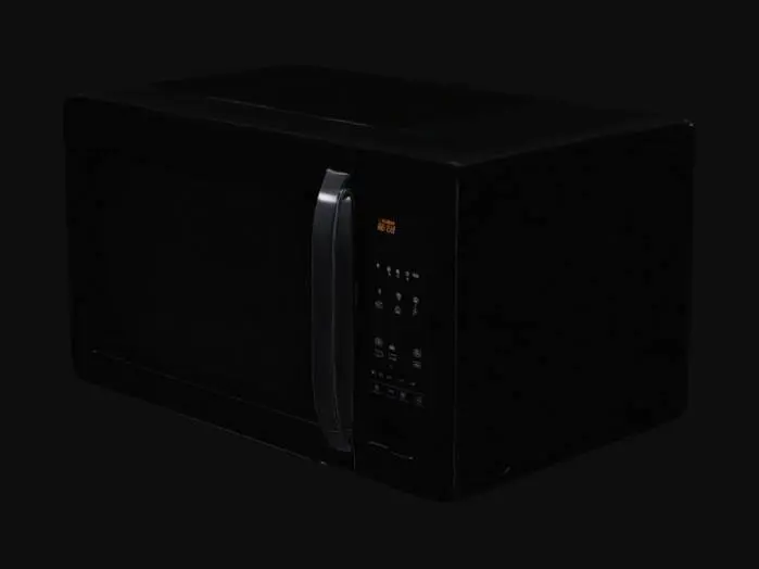 3D model for A small black microwave oven with black opaque glass, no reflections, even lighting
