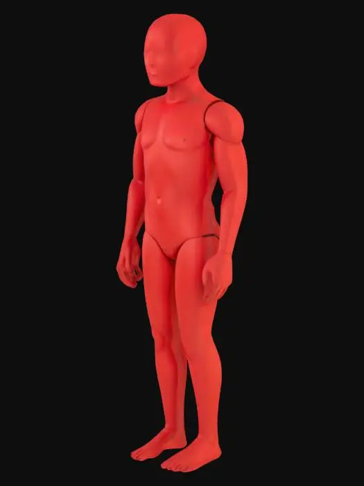 3D model for an dummy that is all red in color with no facial features