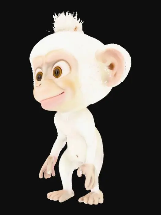 3D model for Um macaco de cor branco bem detalhado
