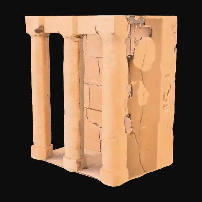 3D model for nice surreal Ancient sandstone Wall, just junction with a wall and a floor
