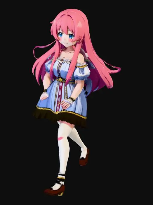 3D model for Pink-Haired Anime Girl