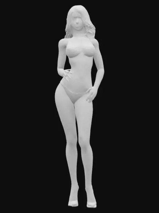 3D model for 女性 胸部 巨乳 從脖子到大腿 緊緻身材