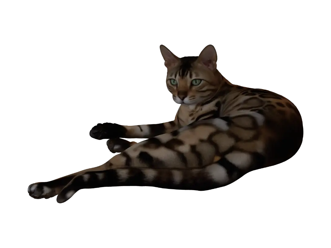 Bengal on a Perch 3D model, vytvořený pomocí AI