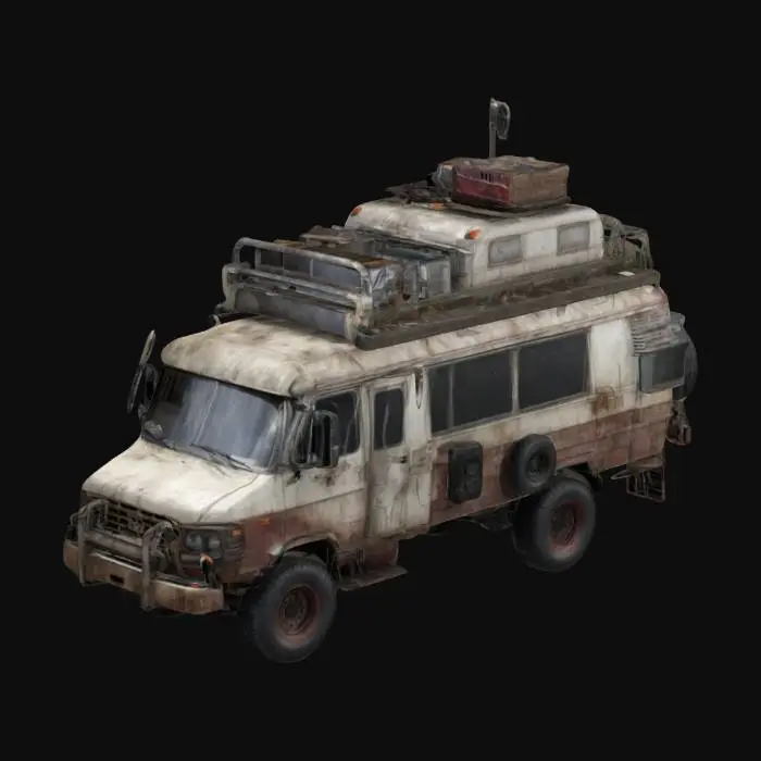 3D model for The Walking Dead, an ultra-realistic observation platform built using a camping van