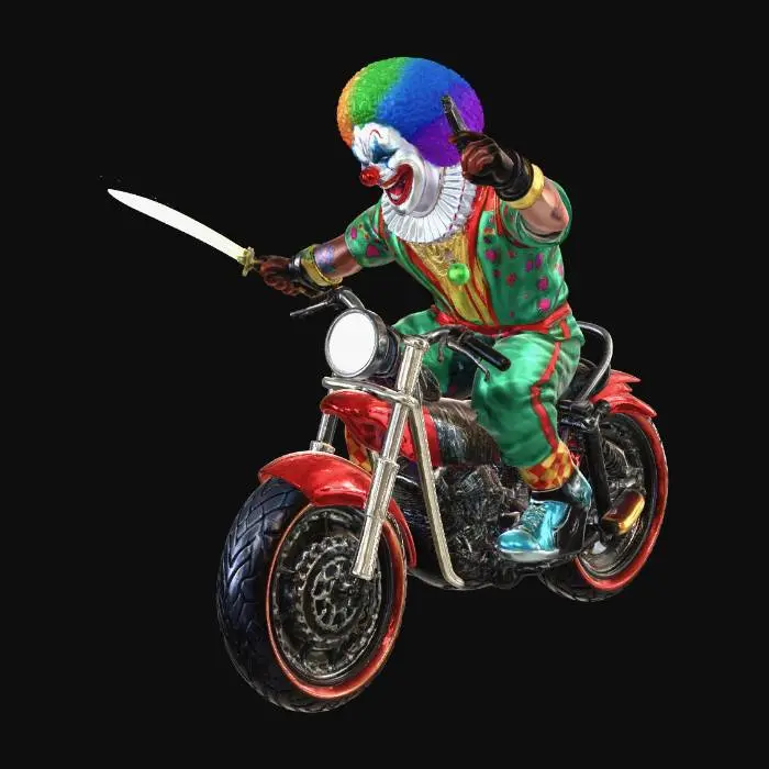 3D model for Neon Clown on a Neon Motorcycle