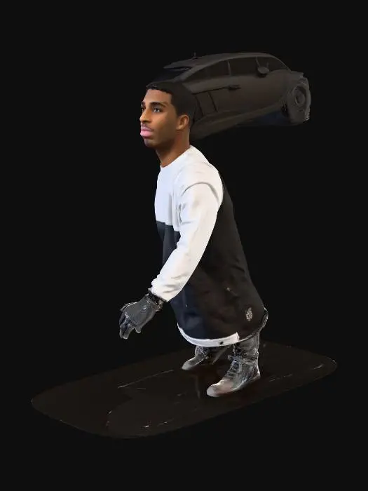 3D model for taking a picture in the night outside behind me is a LAmborghini Urus in black ,the plate realistic from bayern munich, Europa thing then Muc AN333
,someone is taking the pictur im just in the picture , doing by not doing, , having the systemic St. Louis Crewneck on
 realistic picture my face is exactly me i dont smile as in the referenc pictures