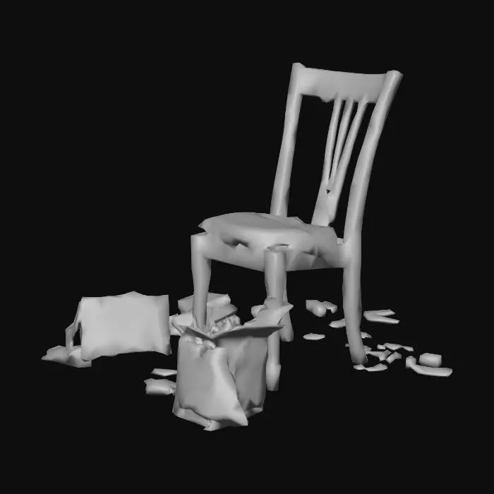 3D model for broken chair and junk