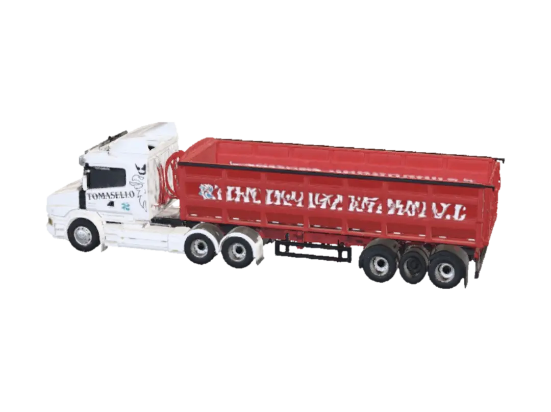 TomaseLlo Red Dump Trailers on the Highway - Lorry 3D model, vytvořený pomocí AI