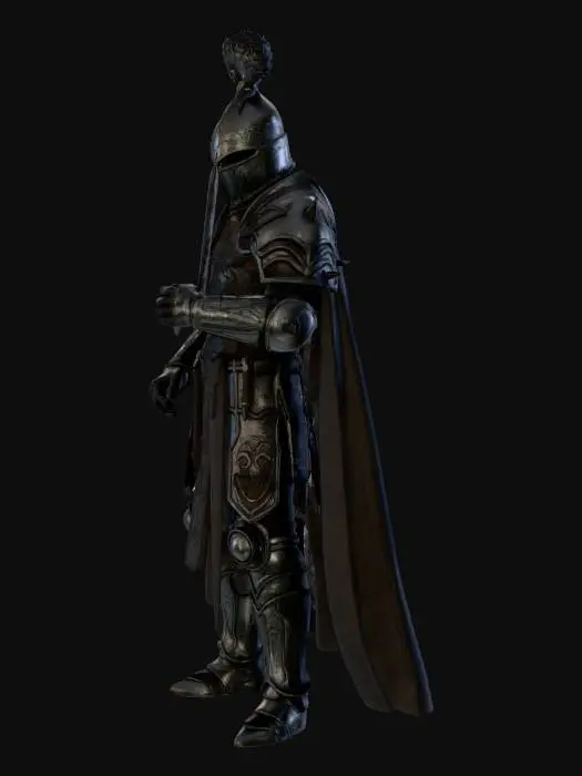 3D model for Elinde kılıç tutan Uzun demirden bir zırhı olan şövalye dark fantasy