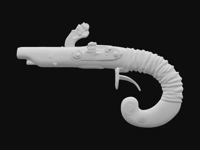 3D model for Curved Flintlock Pistol